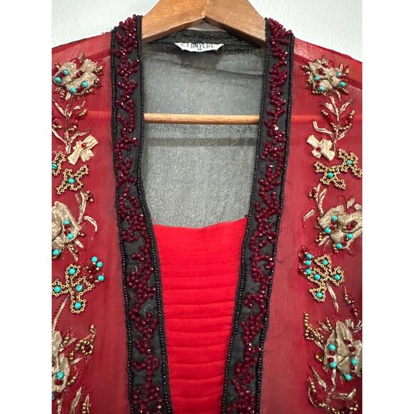 VTG STUNNING Chinyere Sheer Beaded Dress M Whimsigoth Dark Romantic Boho Hippie - Picture 9 of 16